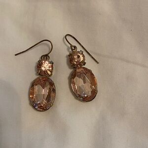 Rose Pink Crystal Drop Earrings - Unbranded